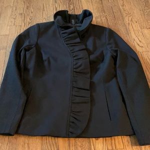 Black ruffle front mini jacket
